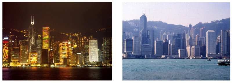 Abb. 3: Tagraum (links) und Nachtraum, am Beispiel von Hongkong.